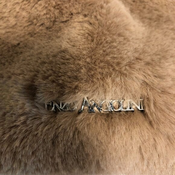 Enzo Angiolini Mink Taupe Pink Elegant Faux Fur Backpack Purse Bag - Picture 4 of 9